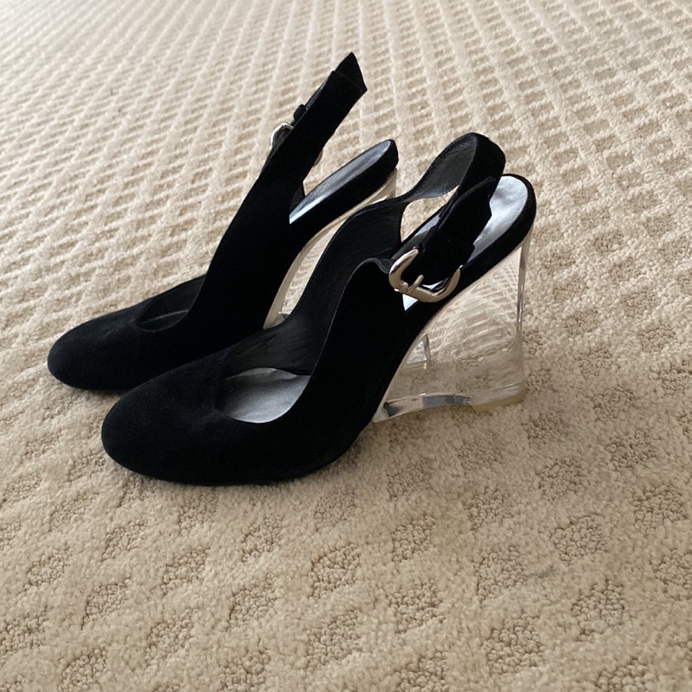Stuart weitzman clear wedge heel sandal size 6.5
